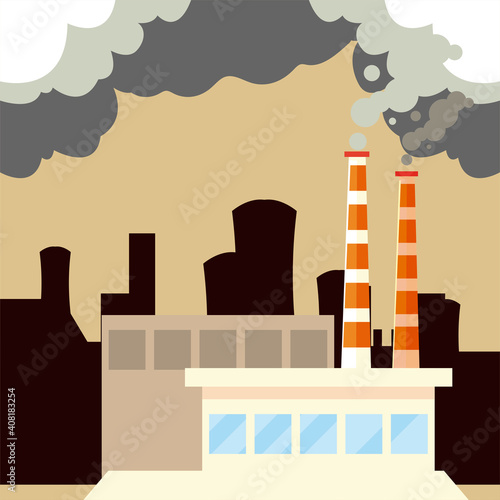 city with factory carbon dioxide emissions pollution