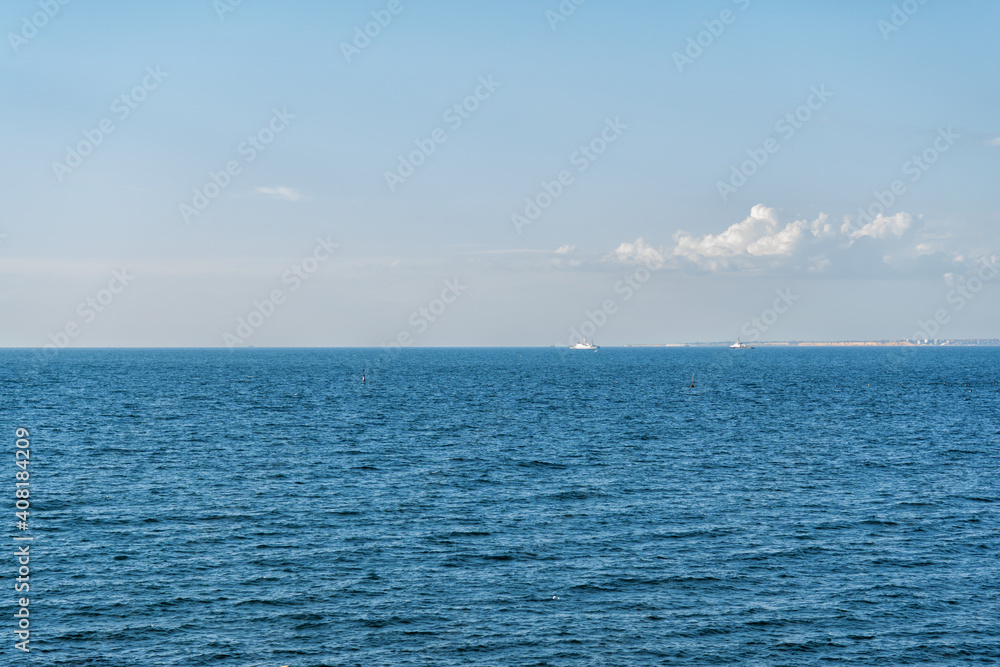 Boats and waves in the sea, hot Crimean summer Boats and waves in the sea, hot Crimean summer