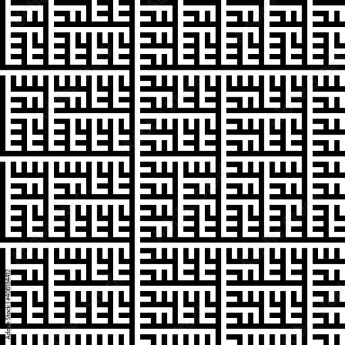 Seamless geometric fractal pattern. Abstract retro monochromatic background.