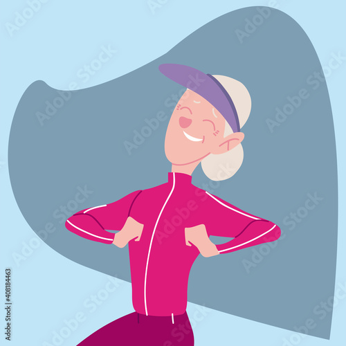 seniors active, old woman with sports wear for exercise
