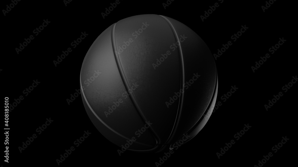 Black basketball ball on black background.
3d illustration.


