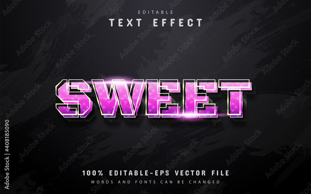 Sweet text, pink gradient style text effect