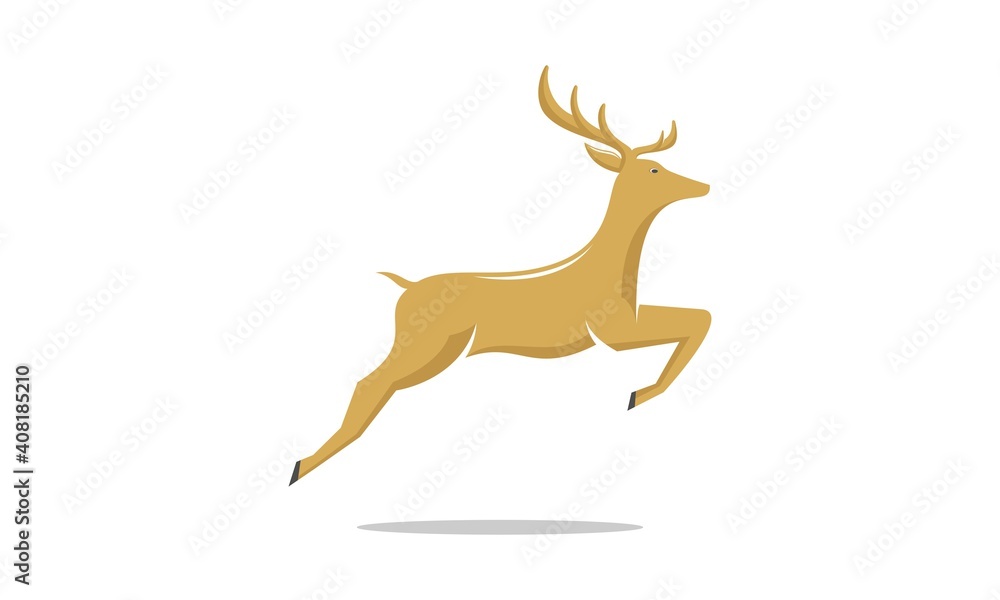 Fototapeta premium Running brown deer vector design