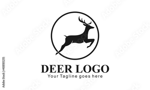 Running deer illustration vector logo