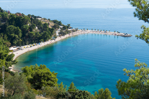 Fototapeta Naklejka Na Ścianę i Meble -  View of Kasjuni Beach from Marjan Hill Trail in Split, Croatia
