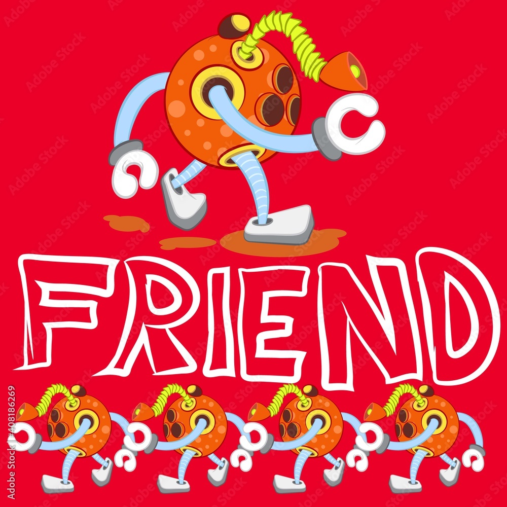 Illustration vector cute robot with text and background Illustration vector cute robot with text and background