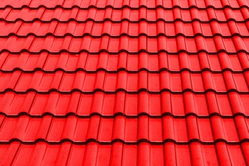 Close - up Bright red roof tiles pattern and seamless background