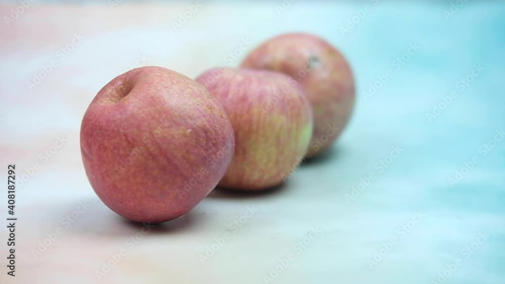 Rolling fresh red apple. Panning shot Rolling fresh red apple. Panning shot