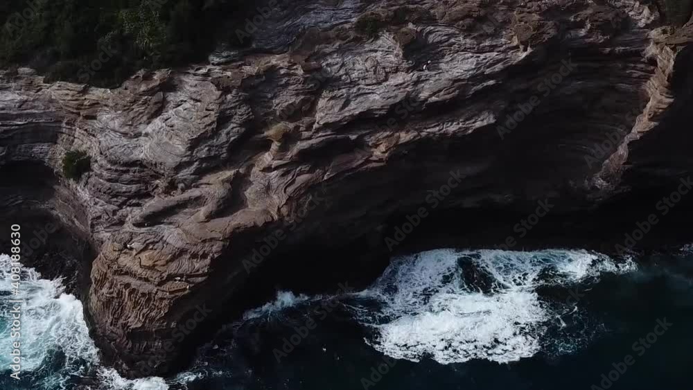 Drone aerial beachfront cliff side Hawaii Drone aerial beachfront cliff side Hawaii