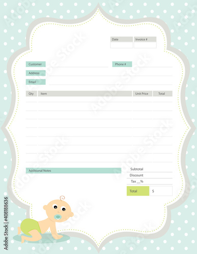 Baby Themed Blank Invoice