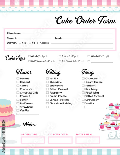 Cake Order Form for a Bakery