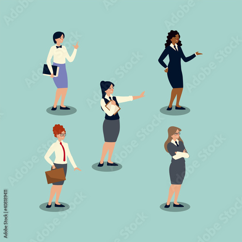 business team, group of people dressed in suit, business women