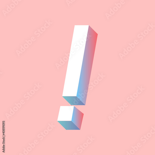 Isometric exclamation mark symbol typography vector