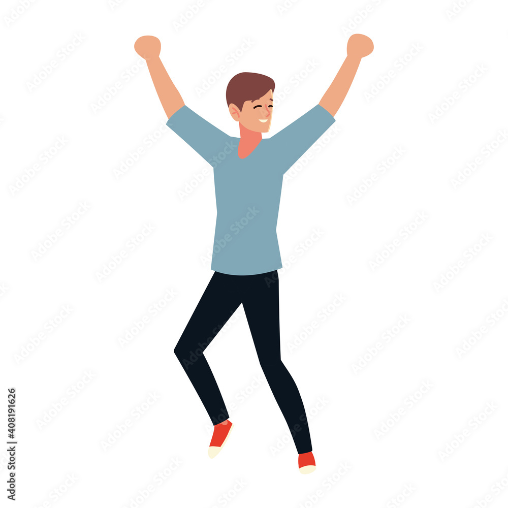 excited man happy celebrating on white background excited man happy celebrating on white background