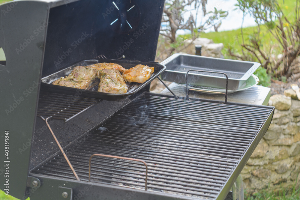 Meat Grilled In The Open Air With A Charcoal Grille Meat Grilled In The Open Air With A Charcoal Grille