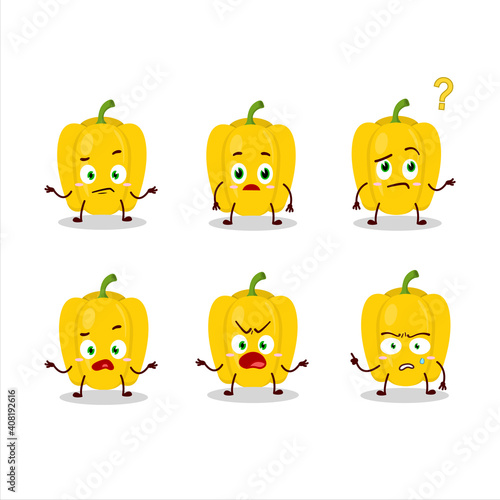 Cartoon character of yellow pepper with what expression