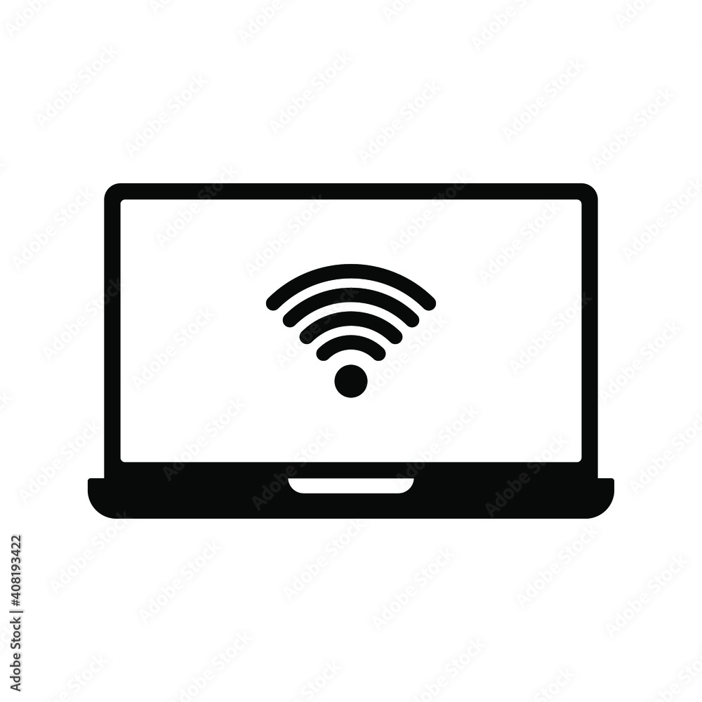 Laptop with wifi icon isolated. Notebook screen template. Vector illustration Laptop with wifi icon isolated. Notebook screen template. Vector illustration