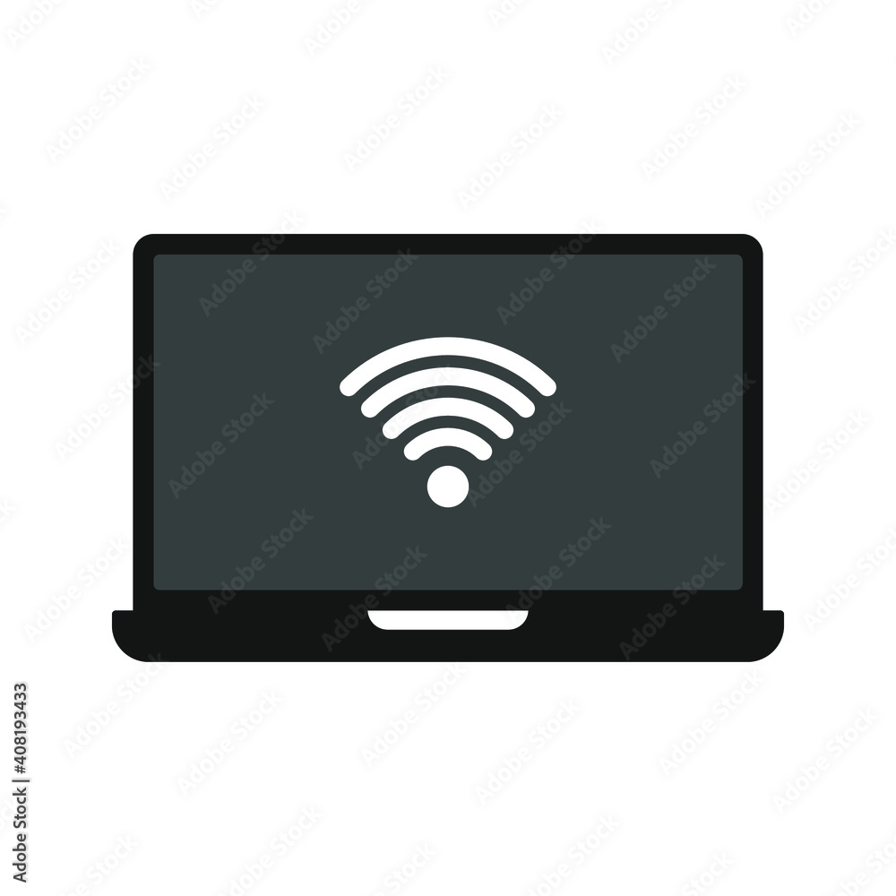 Laptop with wifi icon isolated. Notebook screen template. Vector illustration Laptop with wifi icon isolated. Notebook screen template. Vector illustration