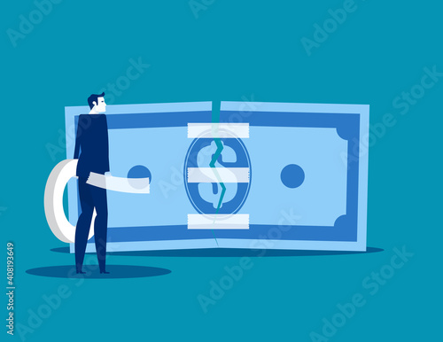 Use tape to paste in the damaged bank note