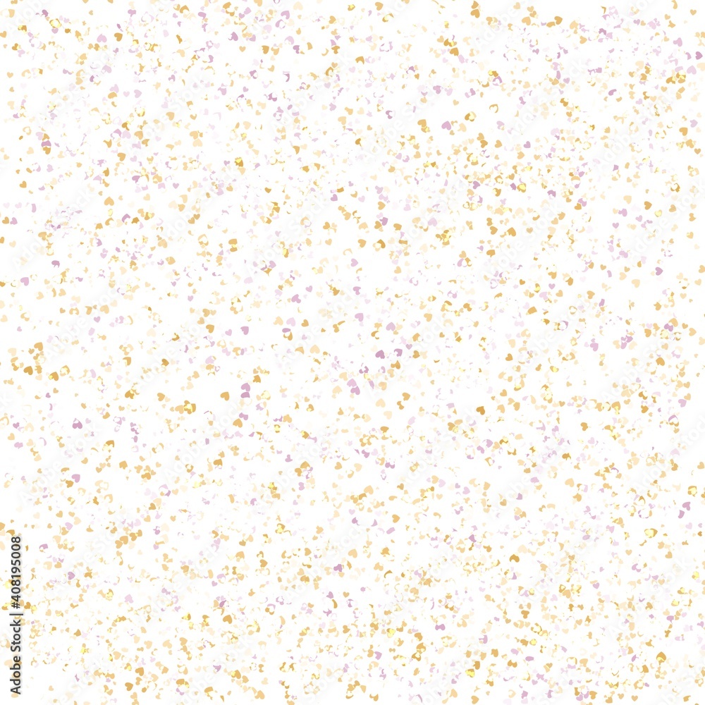Gold and pink hearts on white background. Gold and pink hearts on white background.