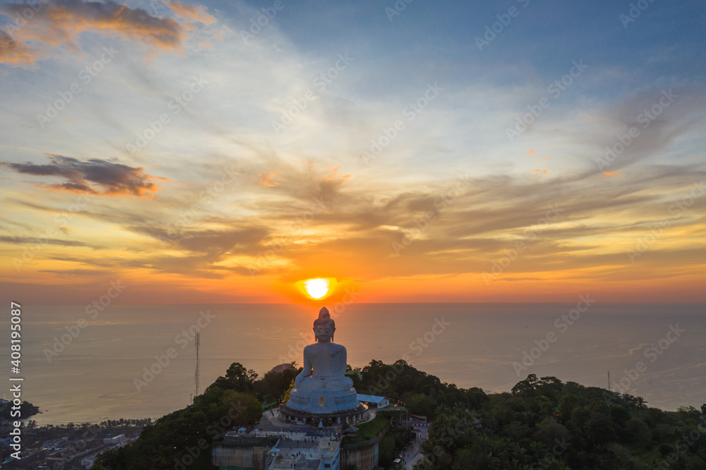 aerial photography scenery sunset at Phuket big Buddha. Phuket Big Buddha is one of the island most .important and revered landmarks on Phuket island. aerial photography scenery sunset at Phuket big Buddha. Phuket Big Buddha is one of the island most .important and revered landmarks on Phuket island.