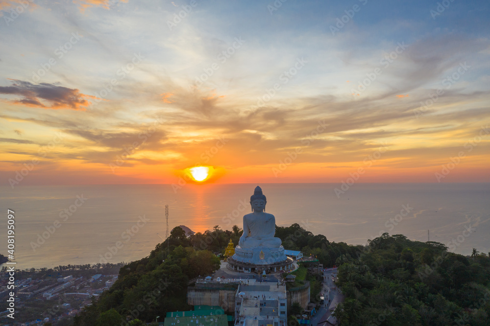 aerial photography scenery sunset at Phuket big Buddha. Phuket Big Buddha is one of the island most .important and revered landmarks on Phuket island. aerial photography scenery sunset at Phuket big Buddha. Phuket Big Buddha is one of the island most .important and revered landmarks on Phuket island.