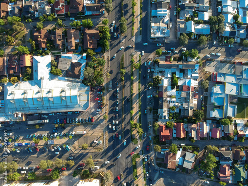Vista aerea de centrica calle en el centro de Talca chile