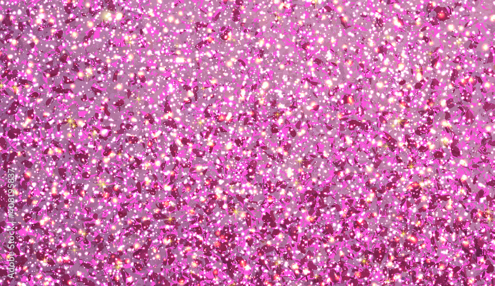 Fototapeta premium Pink glitter star dust trail sparkling particles on pink background. Abstract Textured Background. Stardust pink glitter background for Women Day, Valentine, wedding or greeting card design.Vector EPS