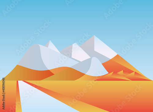 Polygonal landscape of mountains with snow vector design