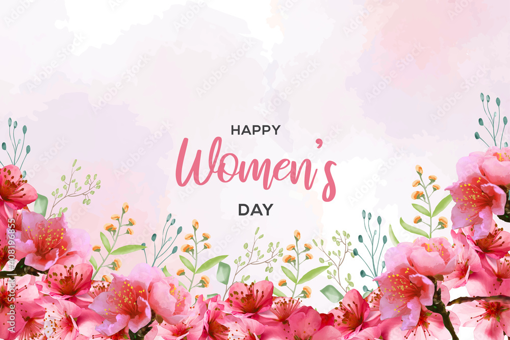 Happy women's day with watercolor style