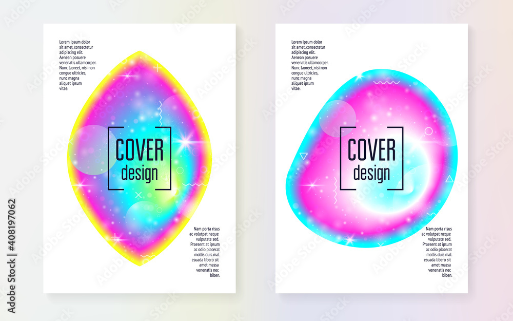 Fluid shape. Modern holographic gradient, blur, mesh, blend. Trendy magazine. Futuristic background. Psychedelic layered hologram. Soft invitation. Fluid shape with dynamic elements.