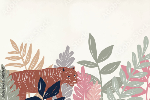 Animal pattern side border vector earth tone jungle background