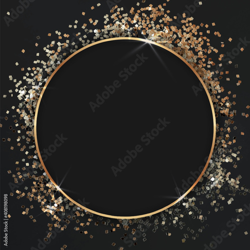 Gold confetti frame vector celebration background