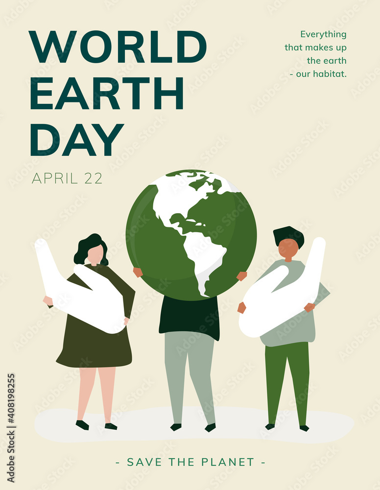 World earth day poster vector editable template World earth day poster vector editable template