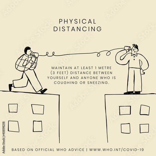 Physical distancing during coronavirus outbreak social template source WHO vector