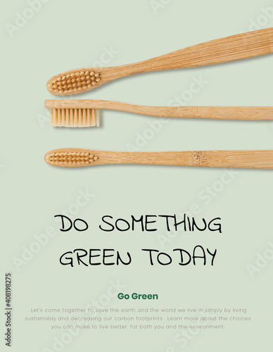 Bamboo toothbrushes poster natural biodegradable product