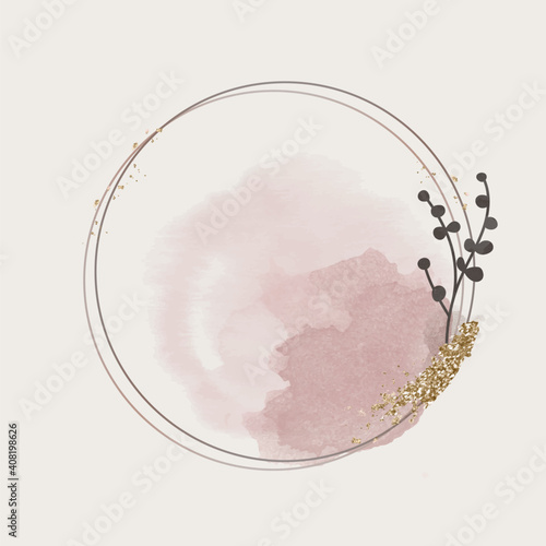 Glittery round floral frame vector