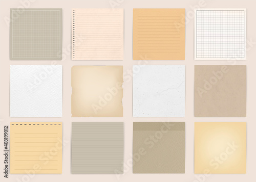 Orange note paper collection vector