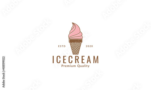 simple ice cream cup vintage line  logo symbol icon vector graphic design