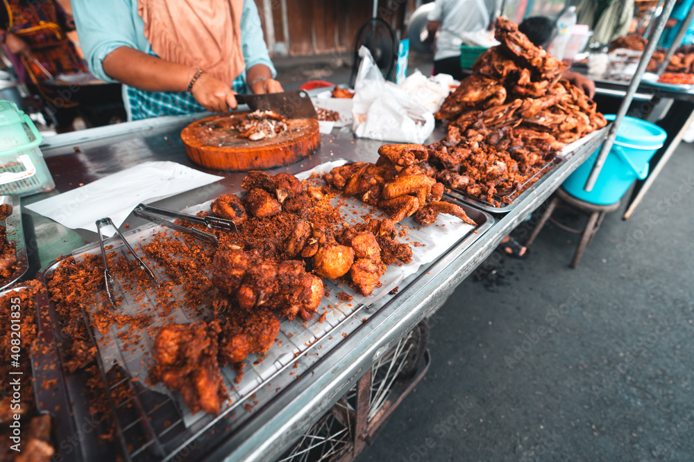 Fried Chicken and Sticky Rice in Thailand,Fried chicken at the market