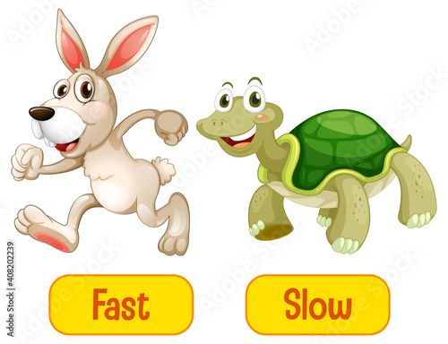 Opposite adjectives words with fast and slow
