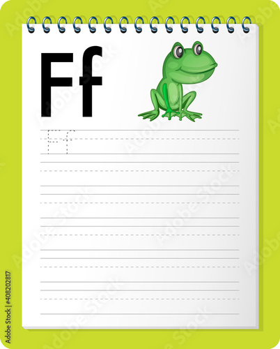Alphabet tracing worksheet with letter F and f
