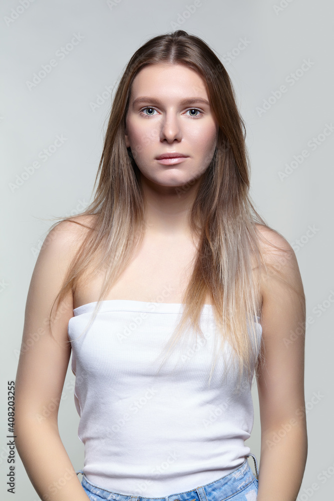Portrait of young blonde woman. Portrait of young blonde woman.