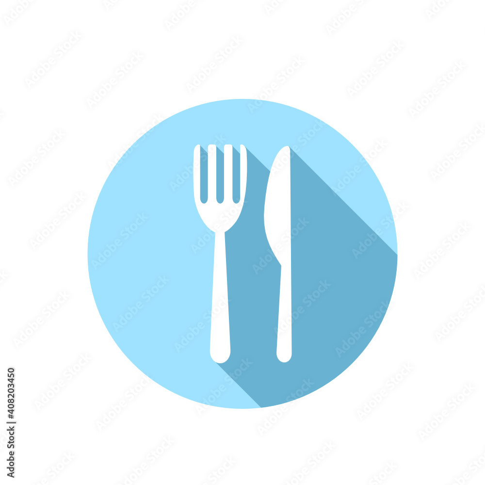 Fork and knife circle icon on white background. Fork and knife circle icon on white background.