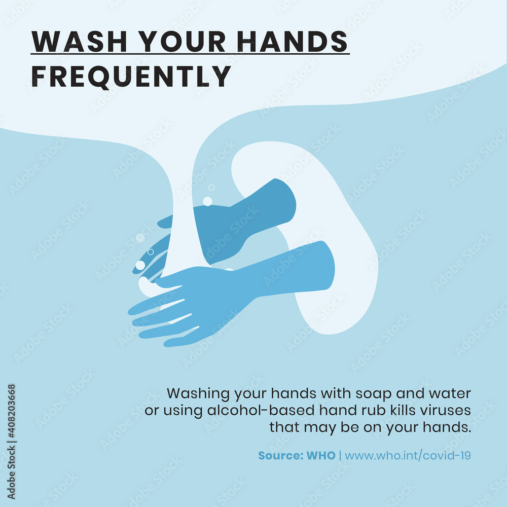 Wash your hands frequently social post vector Wash your hands frequently social post vector