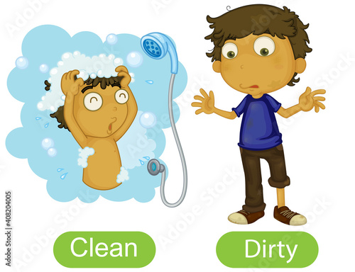 Opposite words with clean and dirty