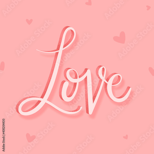 Pink love calligraphy word vector