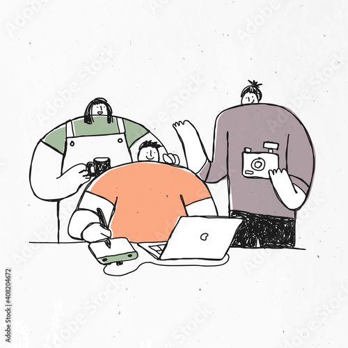 Colorful hand drawn production vector with doodle art design