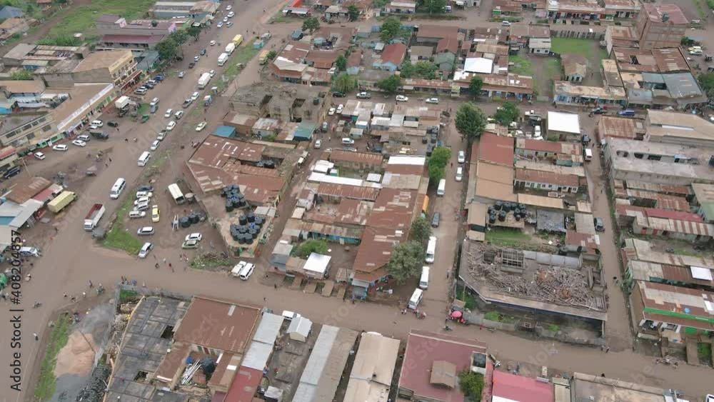 Loitokitok Neighborhoods And Environment In Kenya - aerial drone shot Loitokitok Neighborhoods And Environment In Kenya - aerial drone shot
