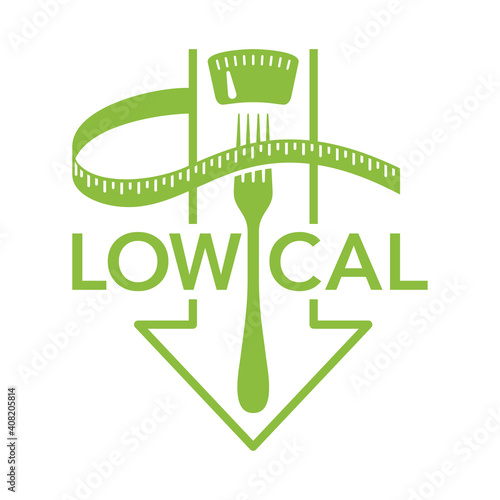 Low cal icon - scales with fork and arrow down